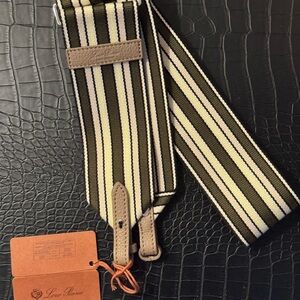 Loro Piana Green and Cream Striped Bag Strap